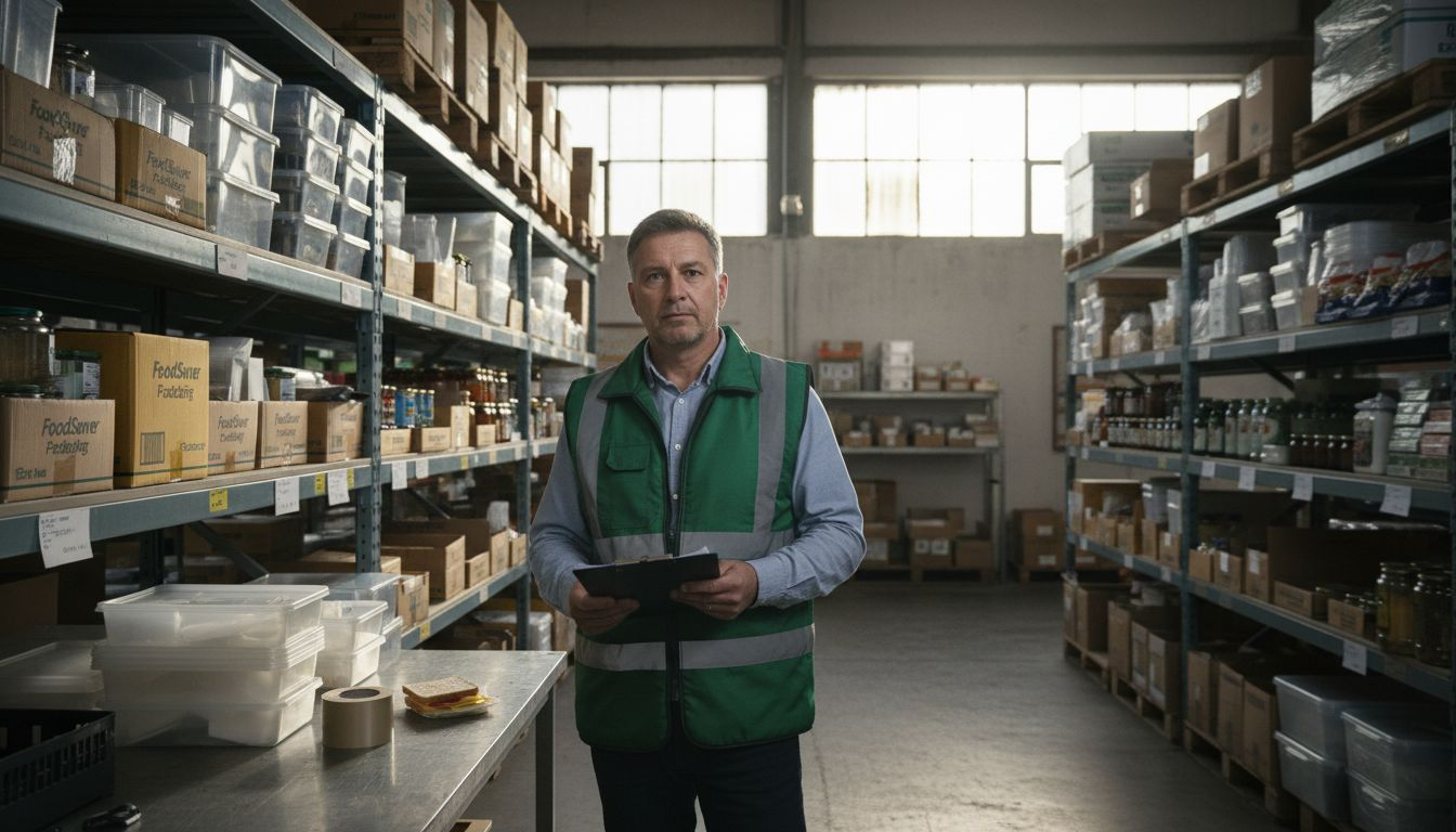 Warehouse with food packaging materials