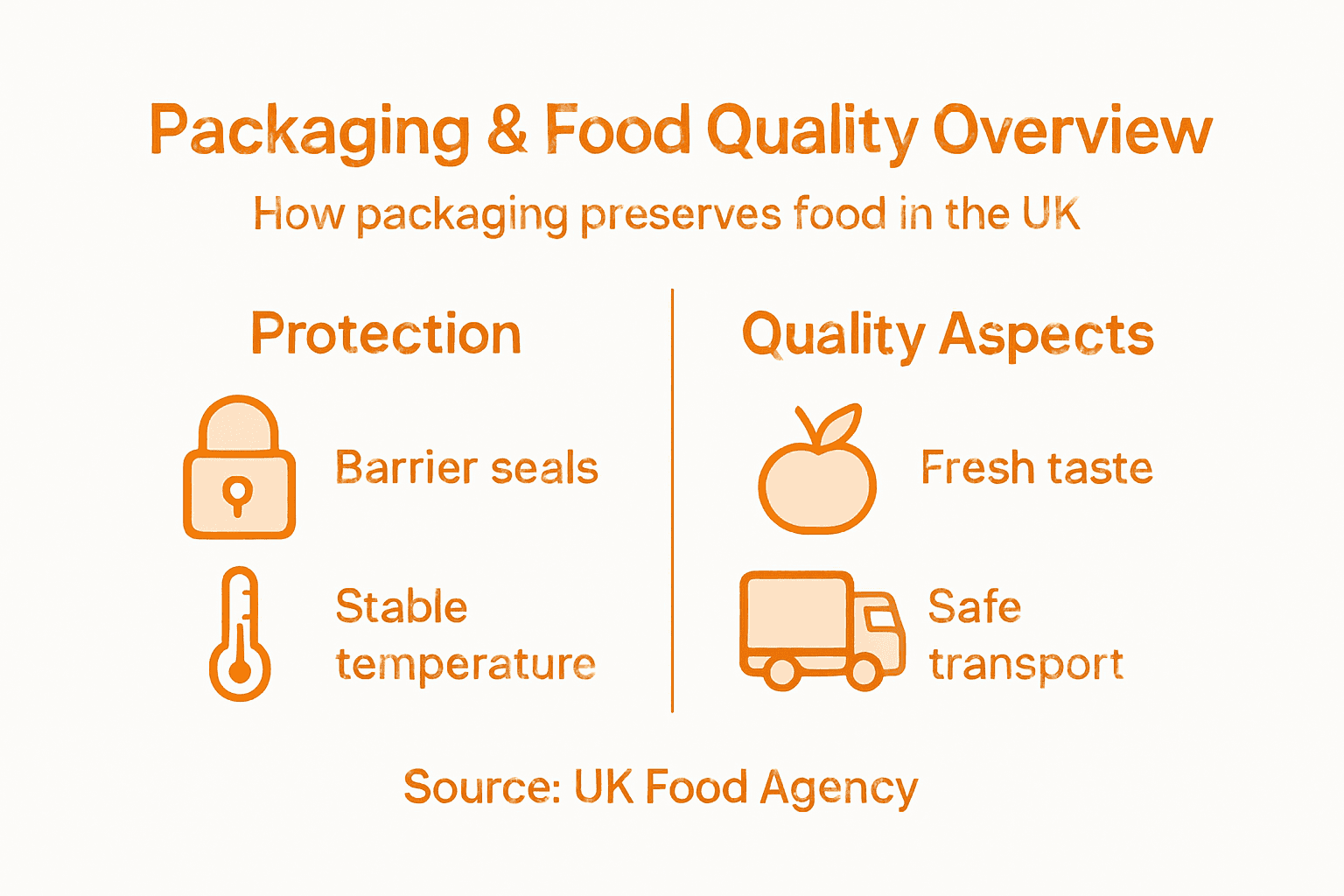 Infographic showing food packaging protection and quality