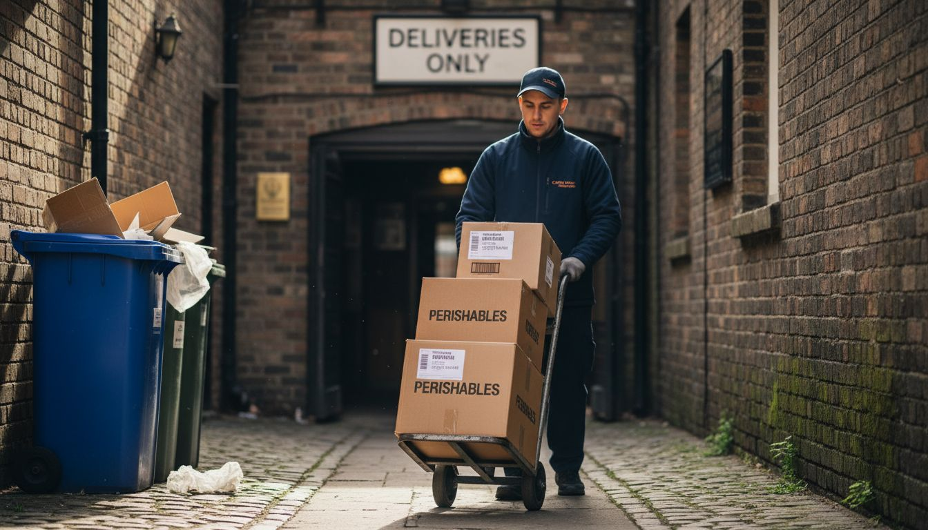 Delivery of packaged food at pub entrance