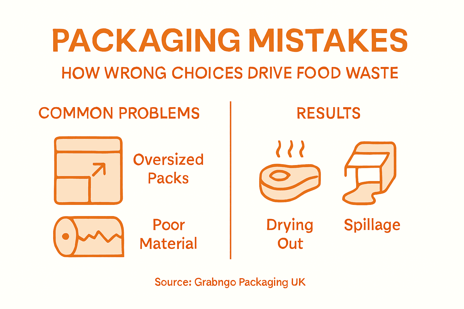 Infographic showing common packaging mistakes and impacts