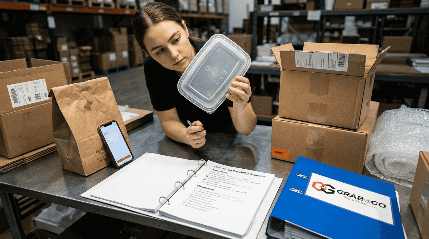 Operations lead examines sustainable packaging