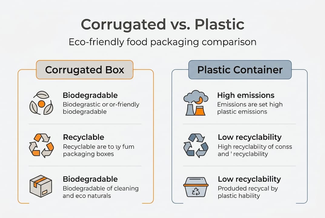 Corrugated vs plastic food packaging infographic