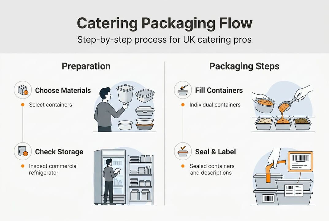 Infographic showing UK catering packaging steps