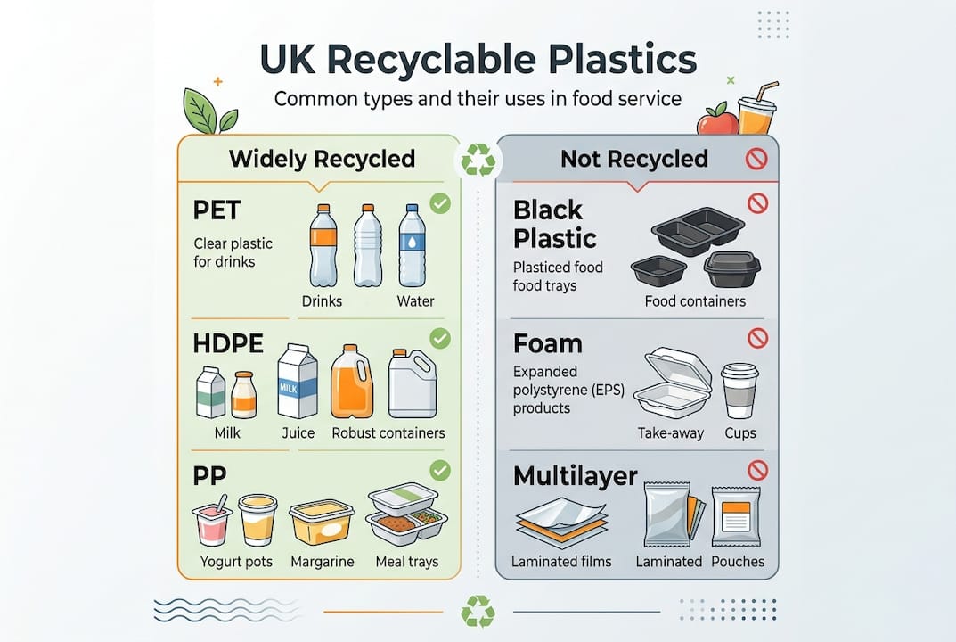 Infographic comparing recyclable vs non-recyclable plastics