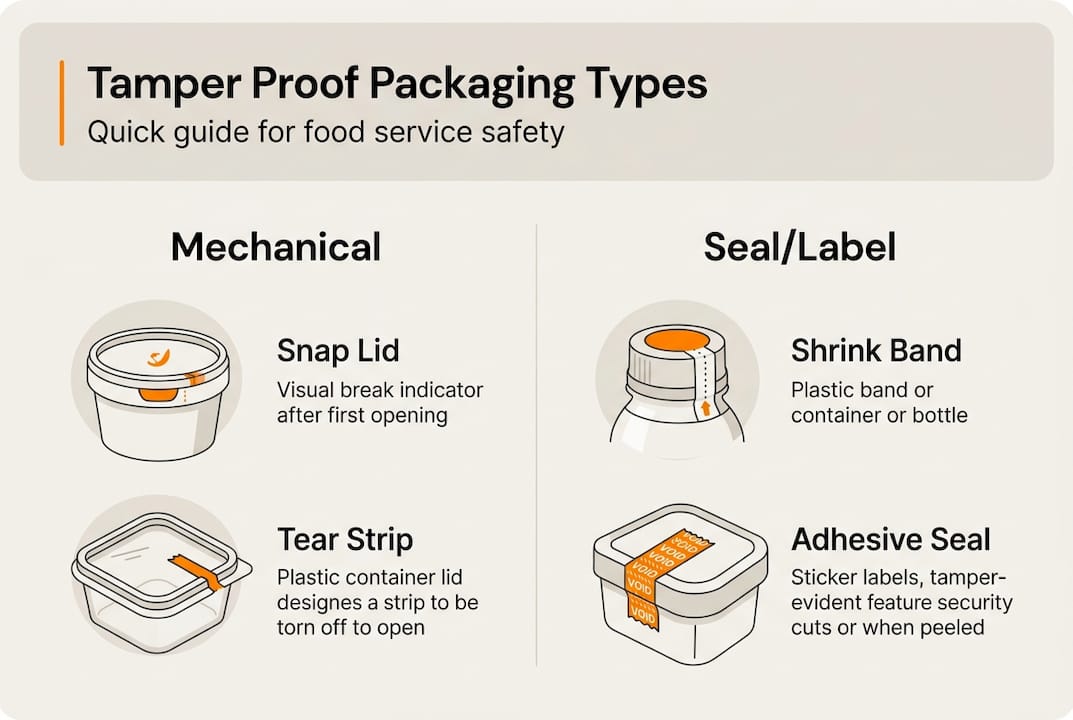 Infographic comparing tamper proof packaging types