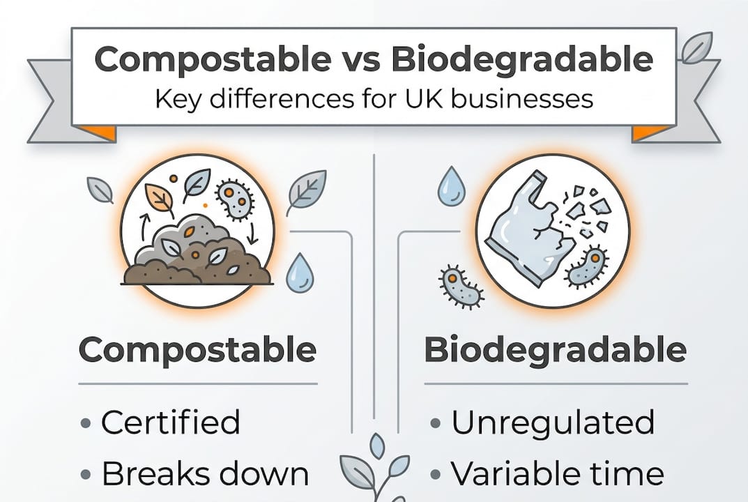 Infographic compares compostable and biodegradable packaging