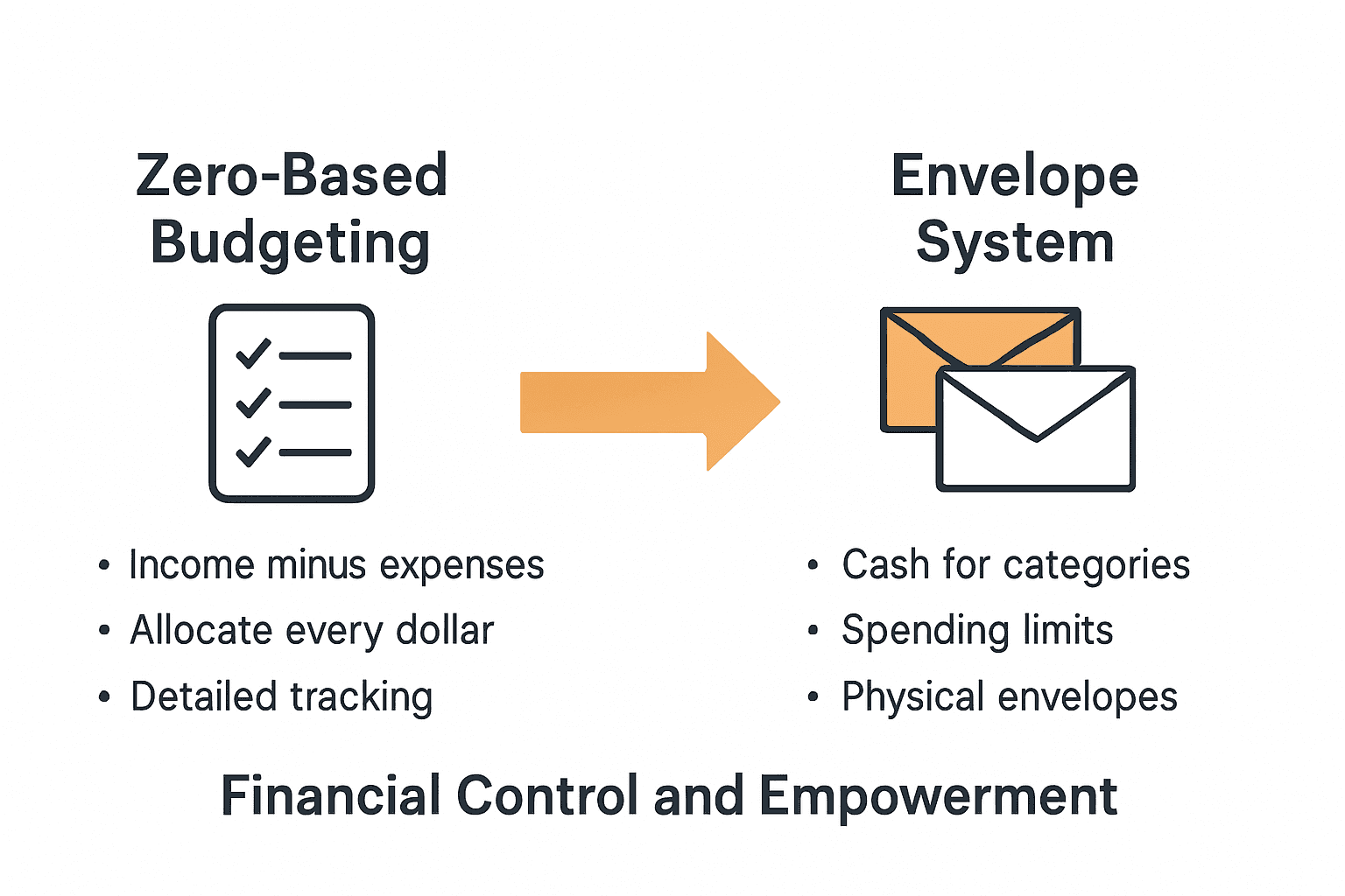 Comparison of zero-based and envelope budgeting methods infographic