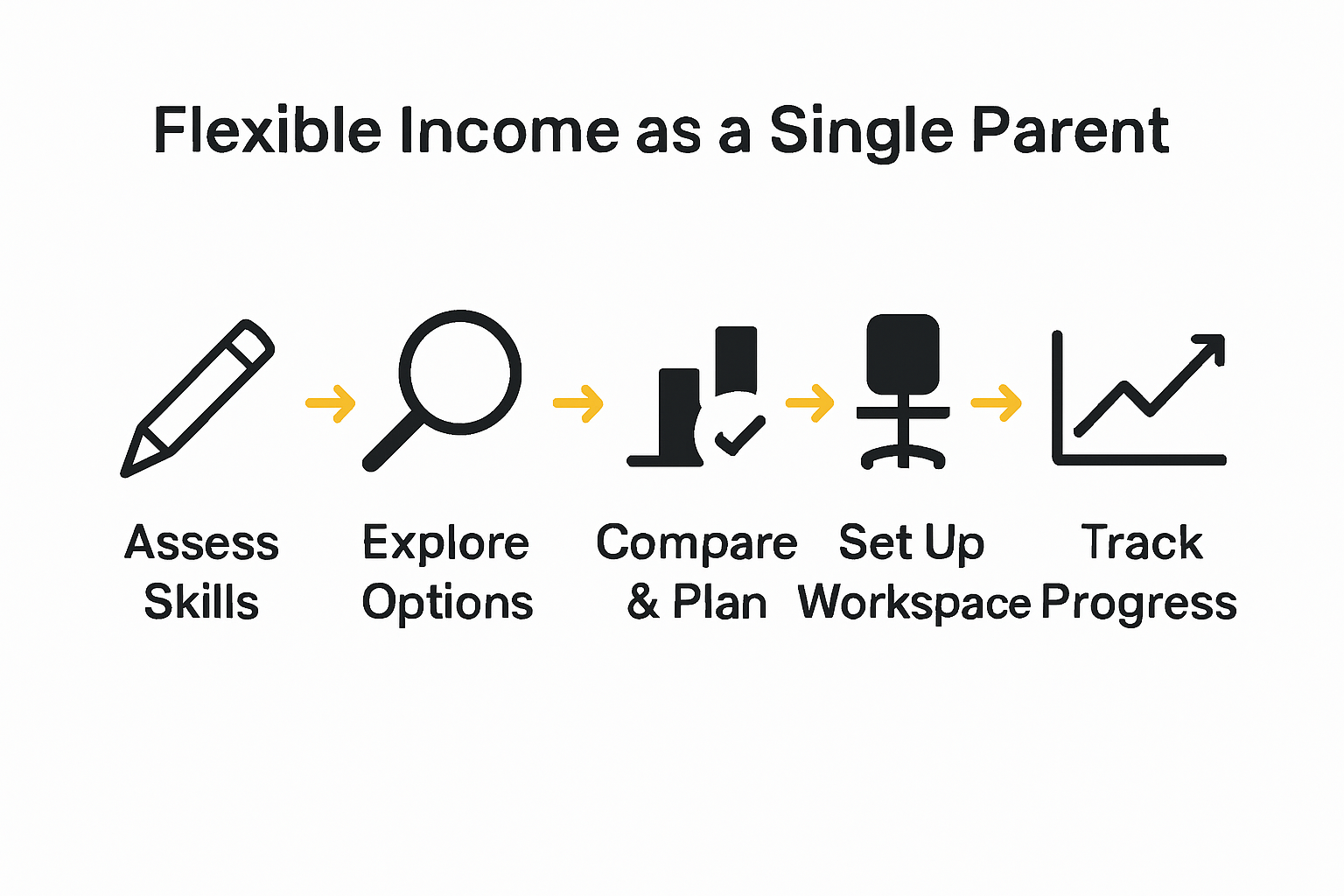 Infographic showing five key steps to building income streams for single parents.