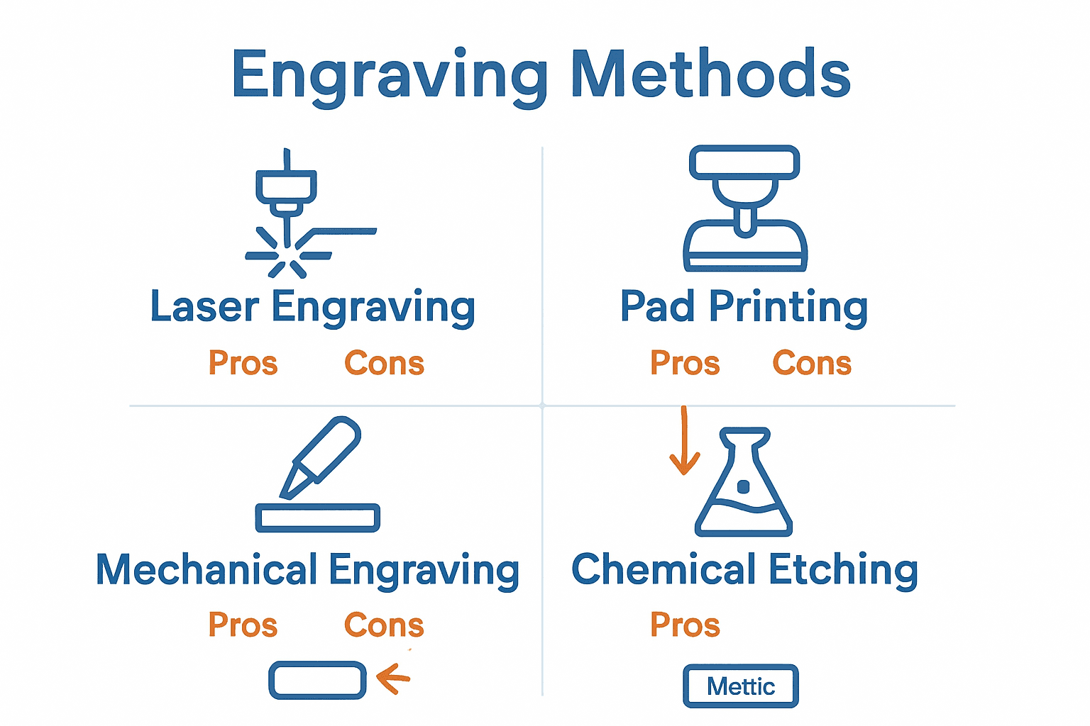 Infographic comparing four personalized engraving methods and their best uses.