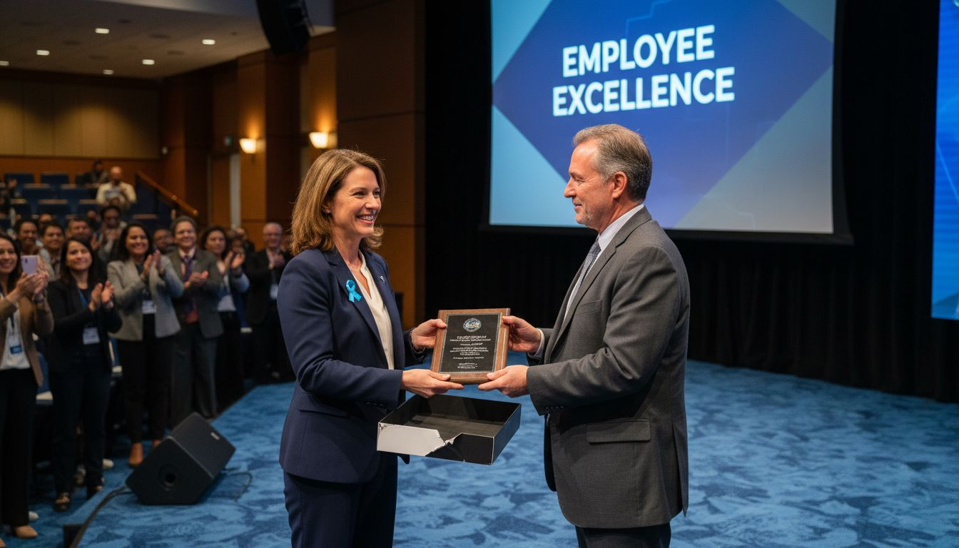 Employee honored with plaque at event