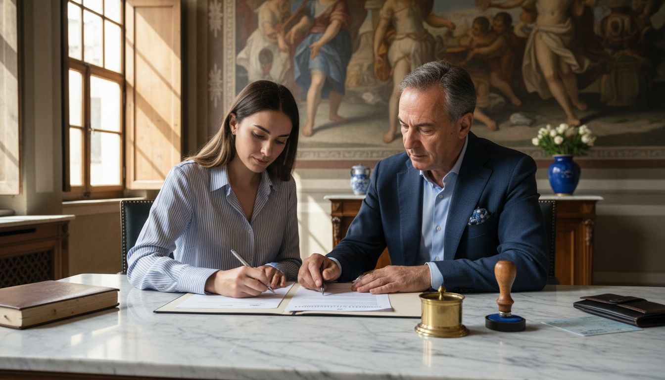 Italian notary signing