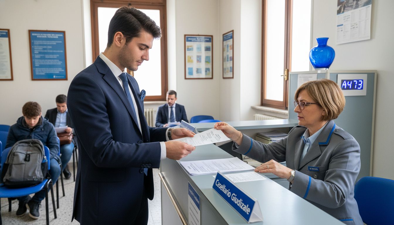 Italian judicial record certificate application process showing required documents and steps