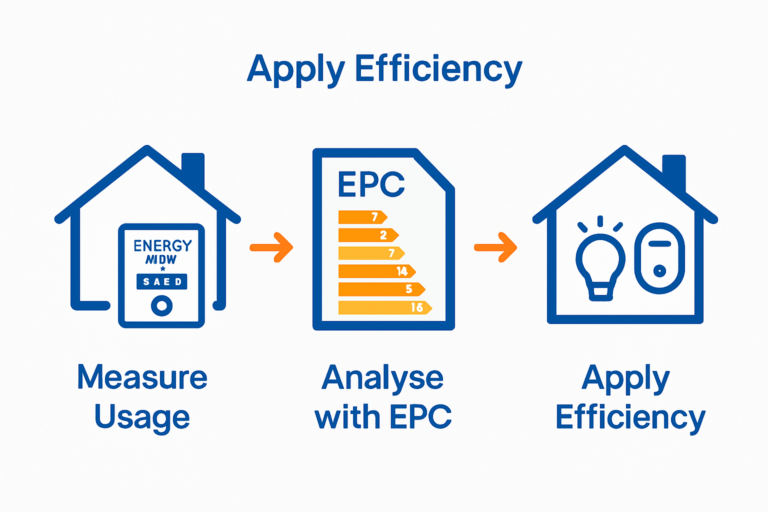 Infographic on measuring, analysing, and improving UK energy consumption.