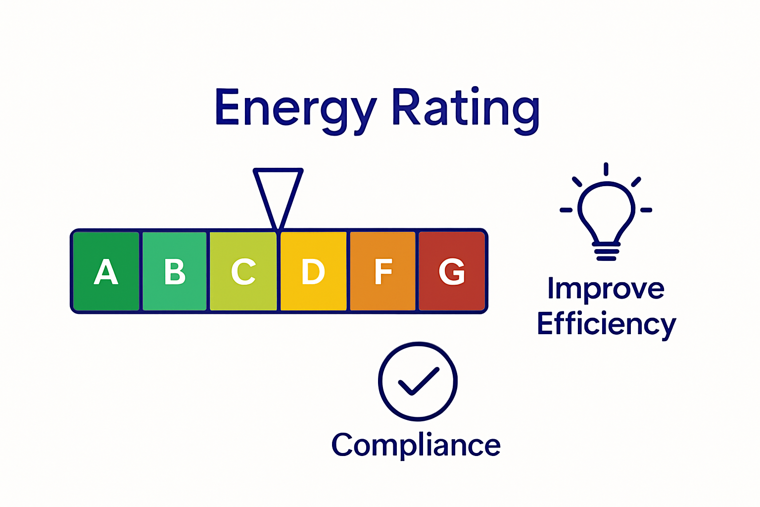 EPC energy rating scale with improvement icons