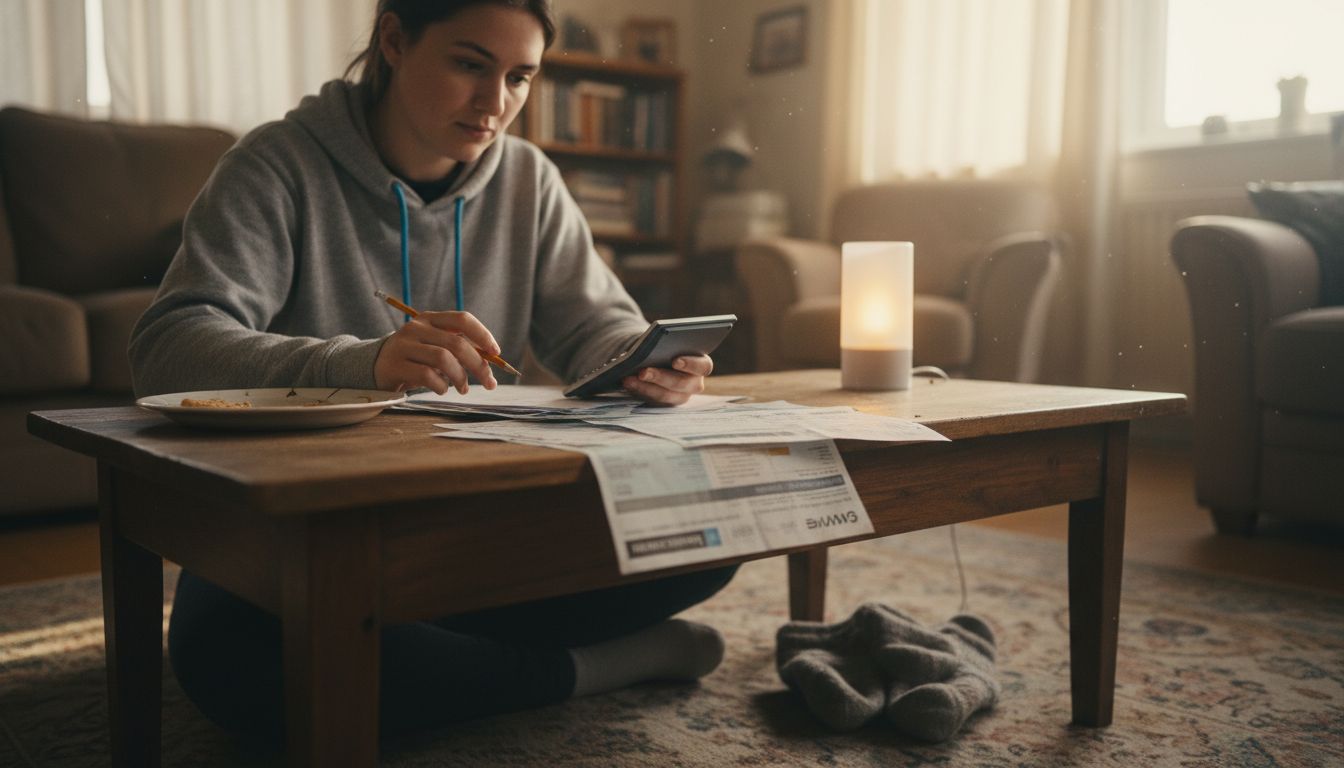 Woman calculating annual energy consumption