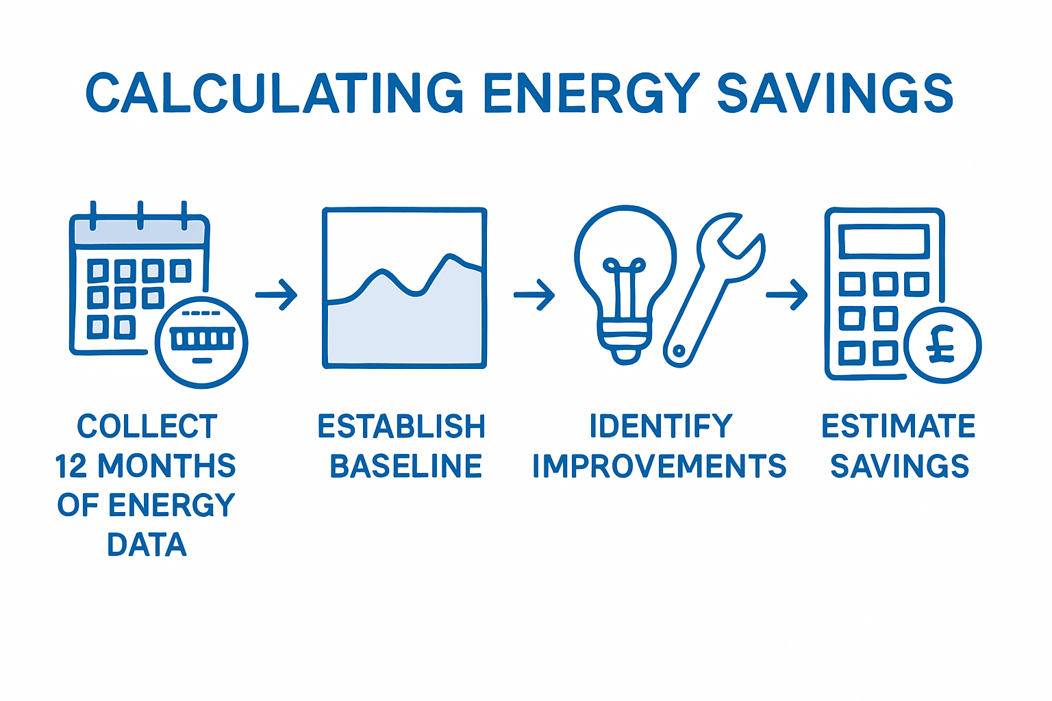 Infographic energy savings calculation steps
