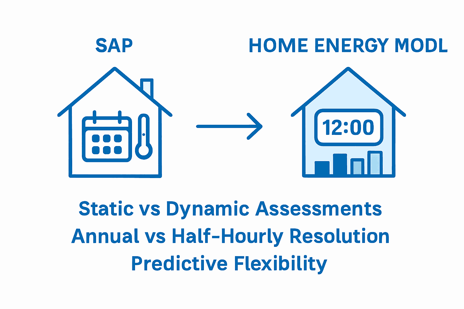 SAP versus Home Energy Model comparison infographic