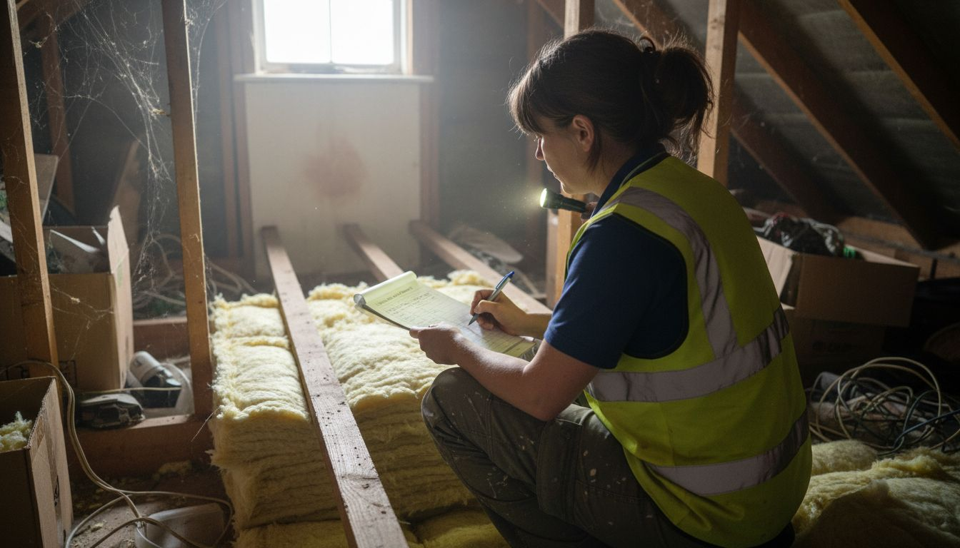 EPC assessor recording attic insulation