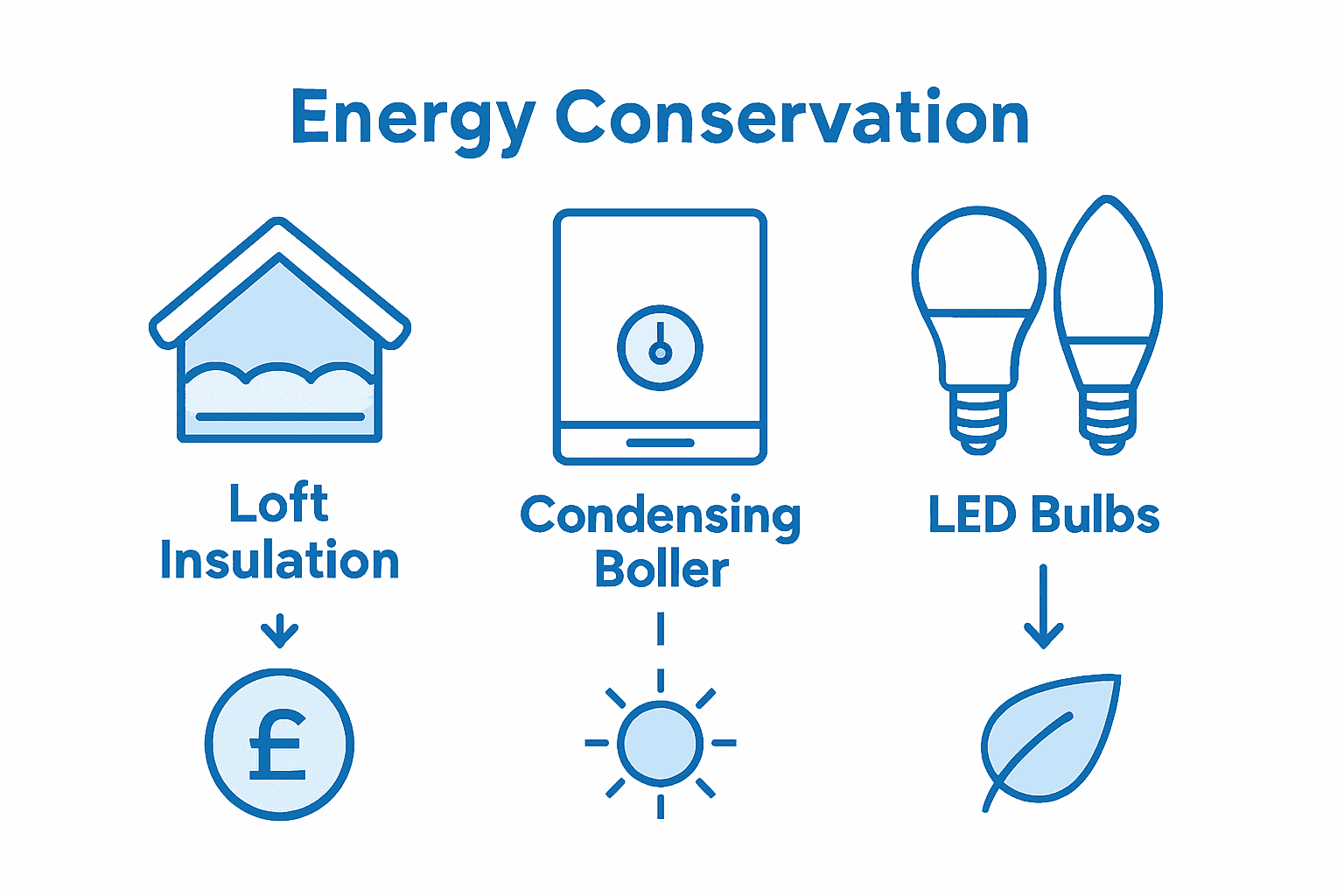 Infographic comparing home energy conservation methods