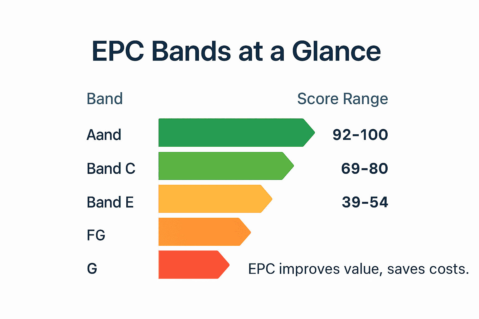 Infographic showing EPC bands and score ranges