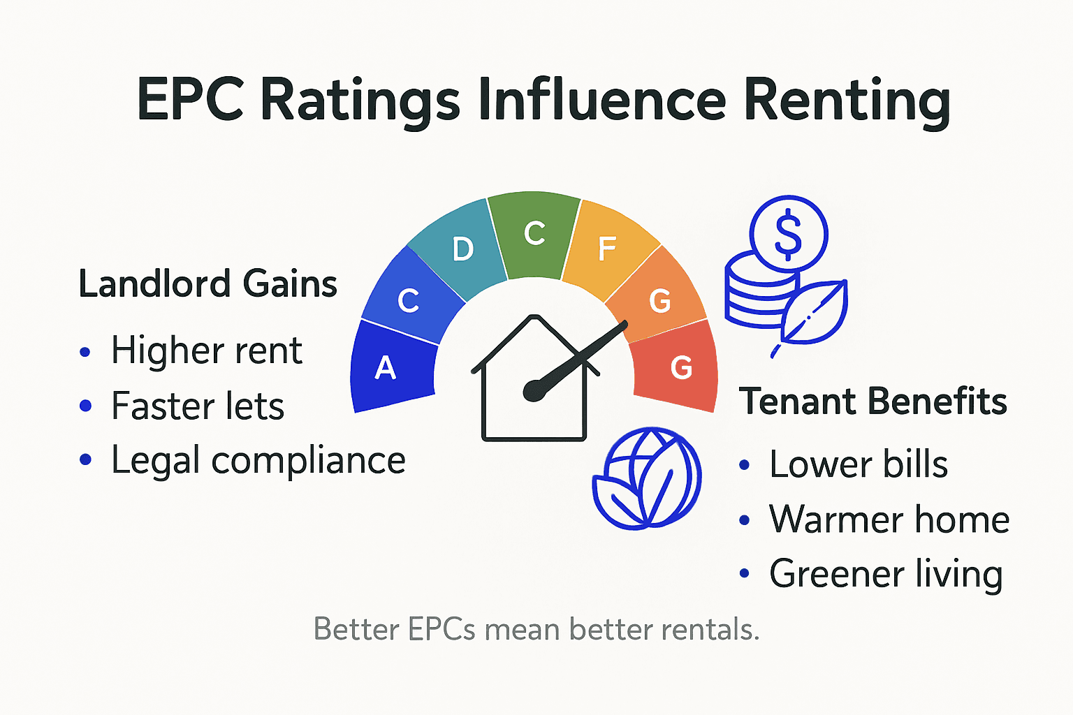 Infographic illustrating EPC’s effect on tenants and landlords