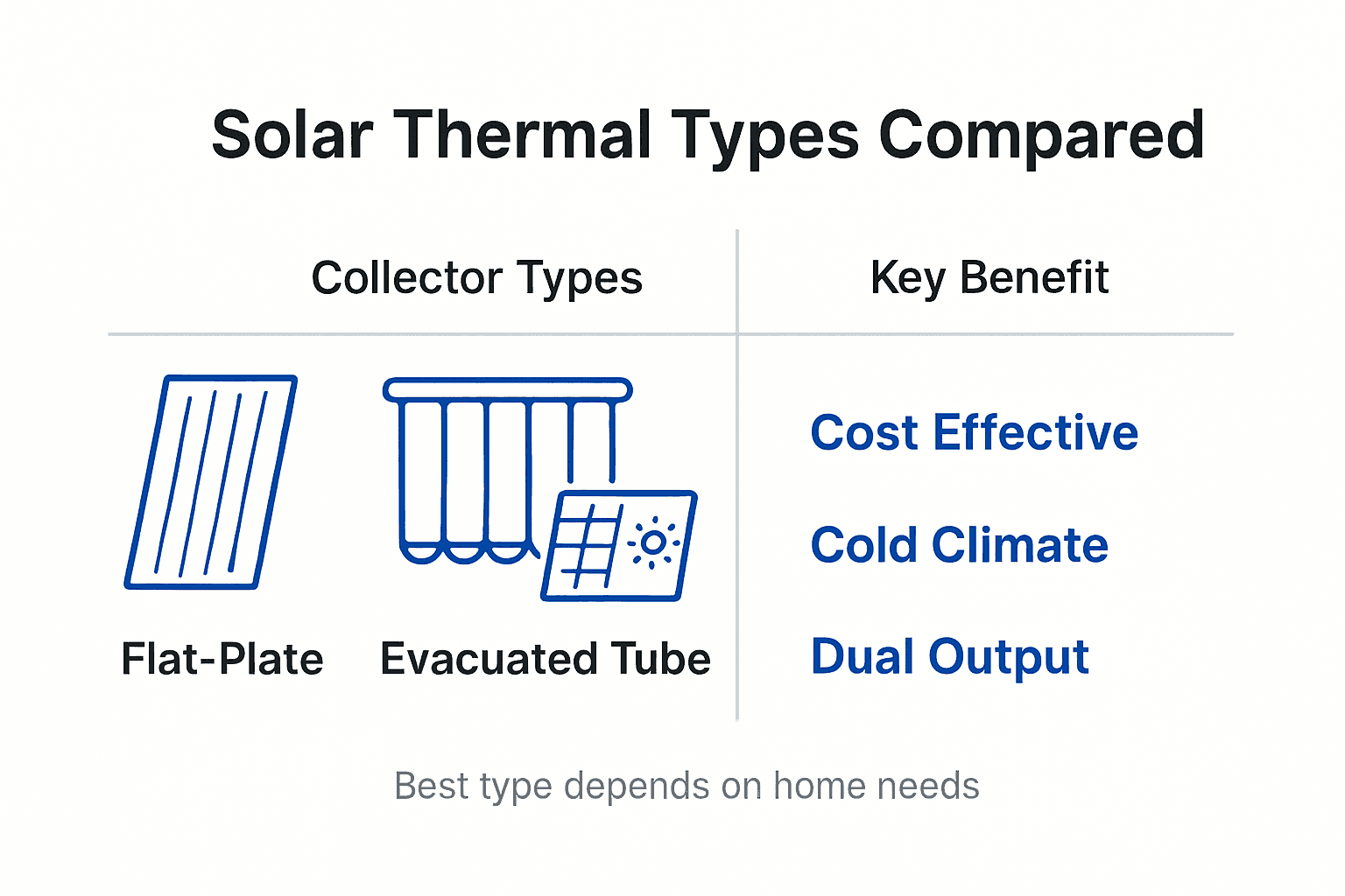 Infographic comparing solar thermal technologies