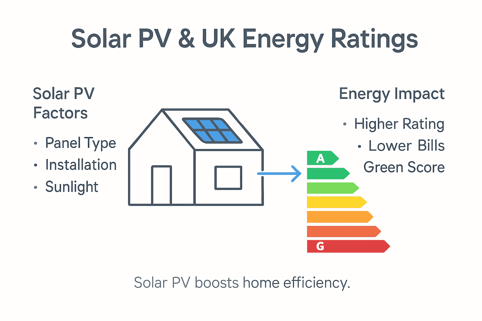 Infographic linking solar PV to UK energy rating improvements