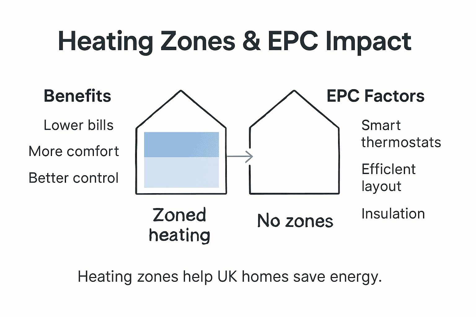 Heating zones EPC rating impact infographic