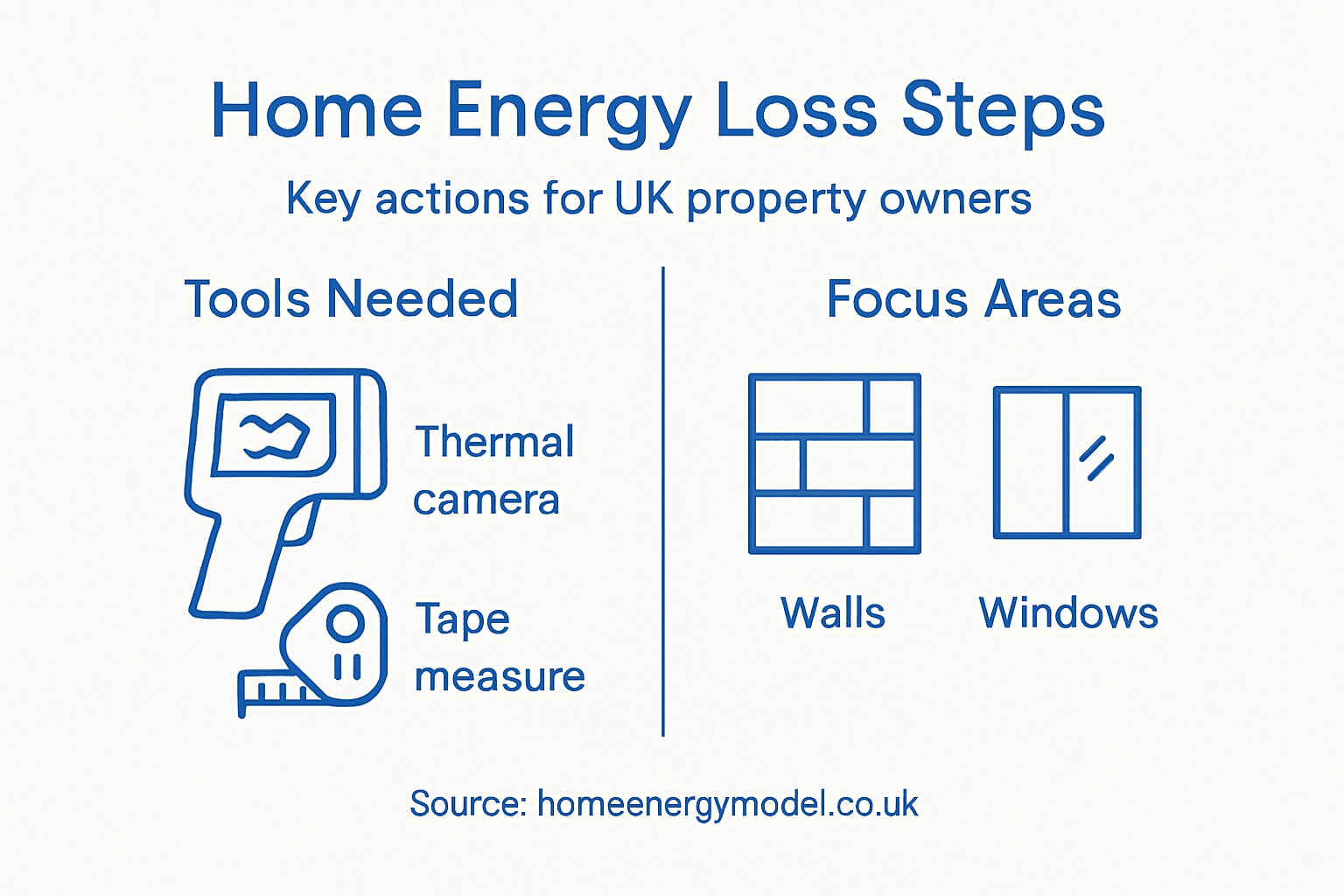 Infographic with energy loss steps and tools