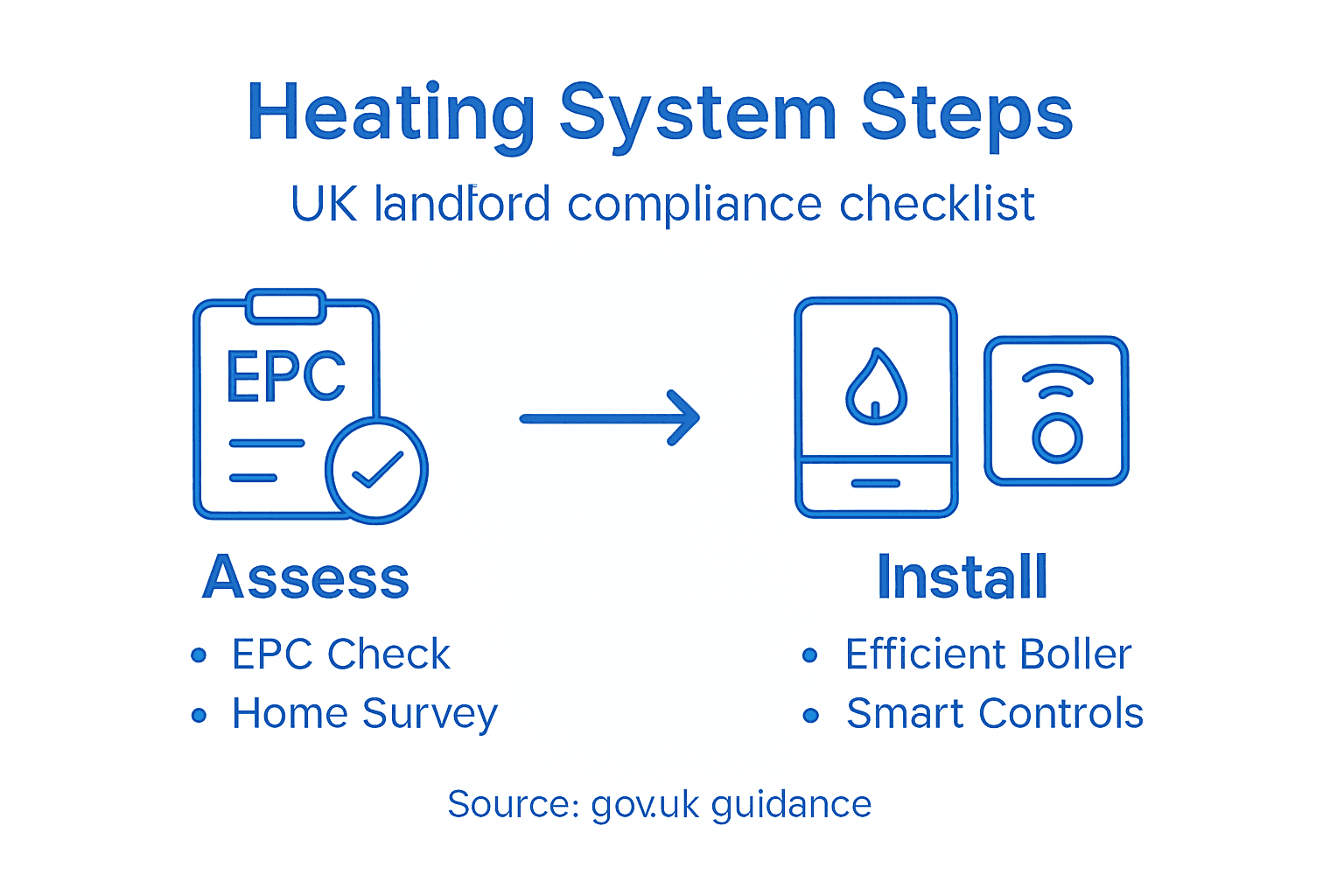 Infographic summarising landlord heating steps