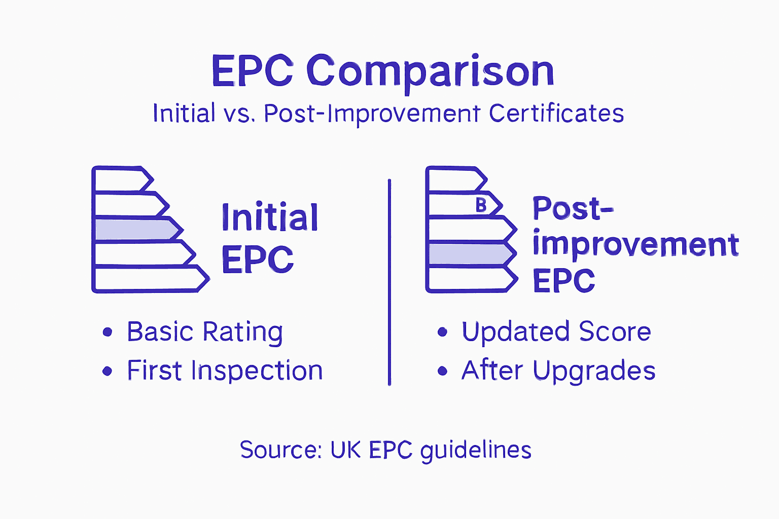 Infographic comparing initial and post-improvement EPCs