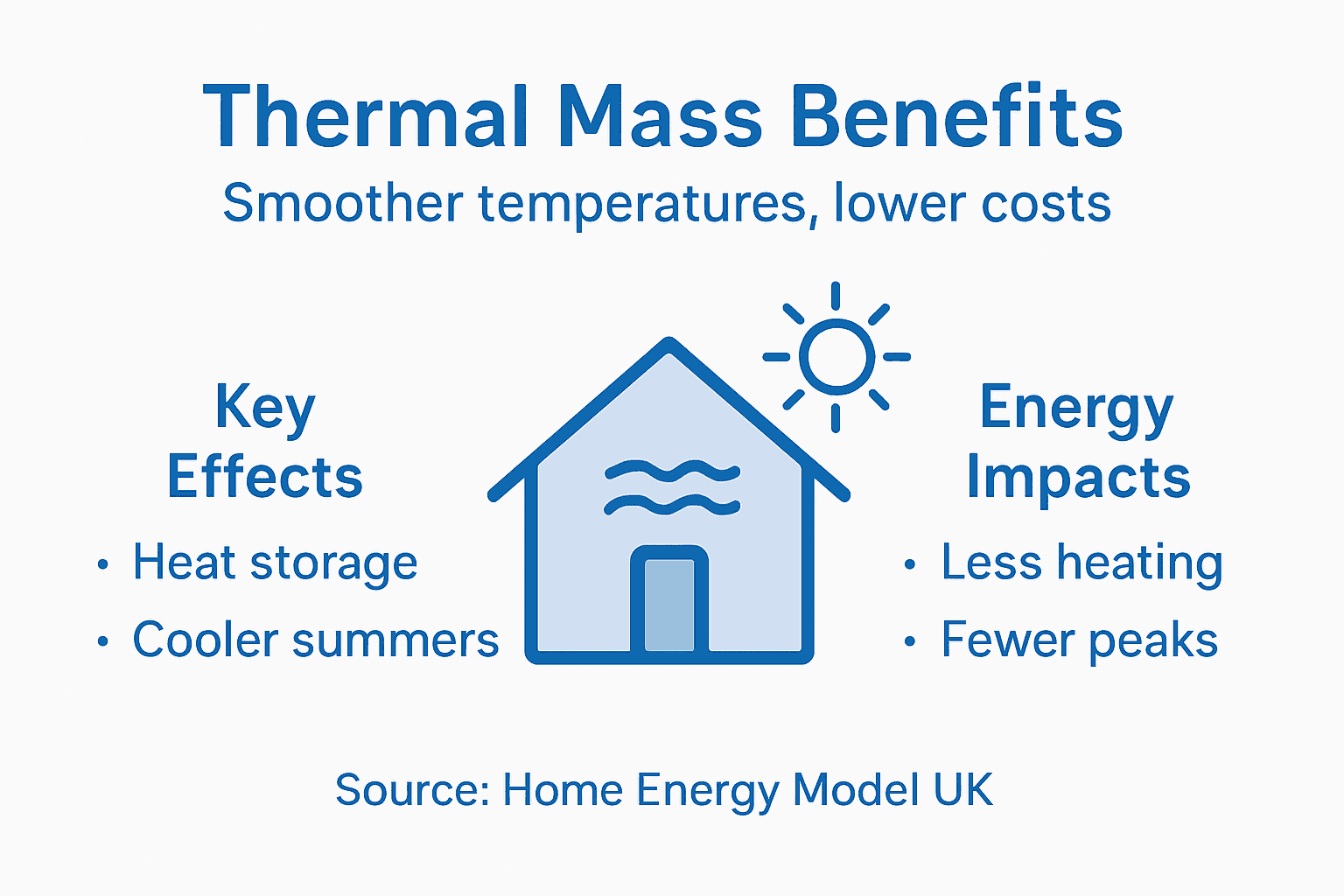 Infographic thermal mass benefits and effects