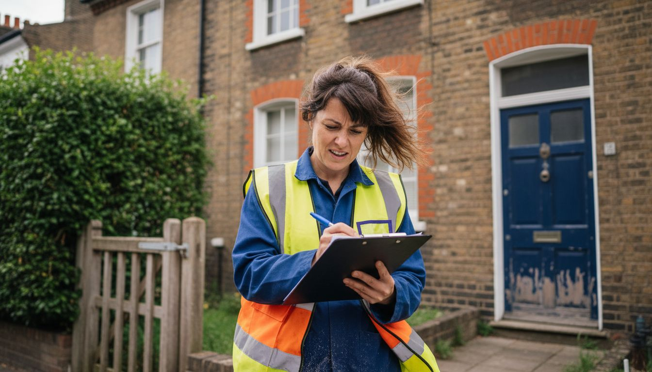 EPC assessor evaluating old London townhouse