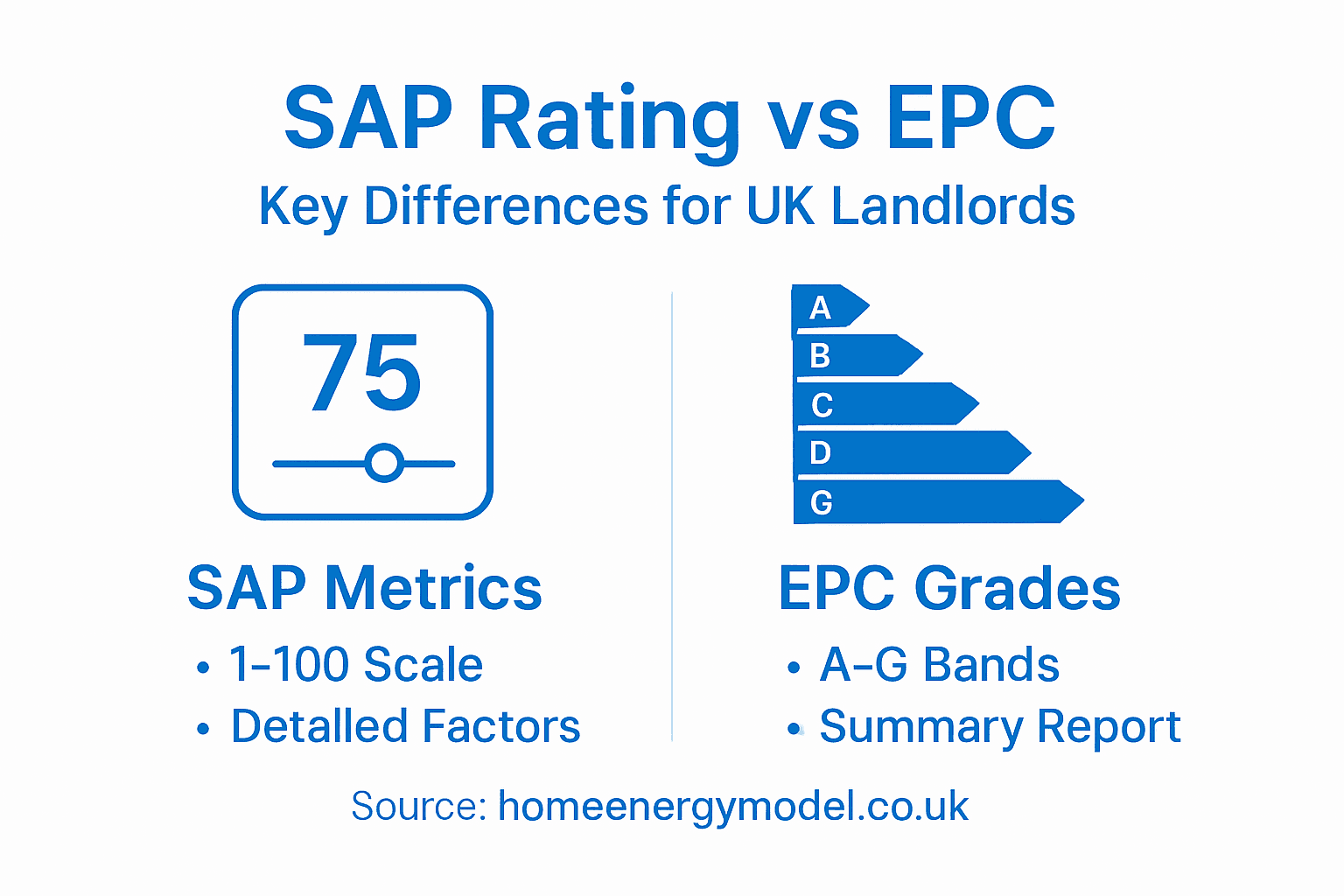 Infographic comparing SAP rating and EPC band