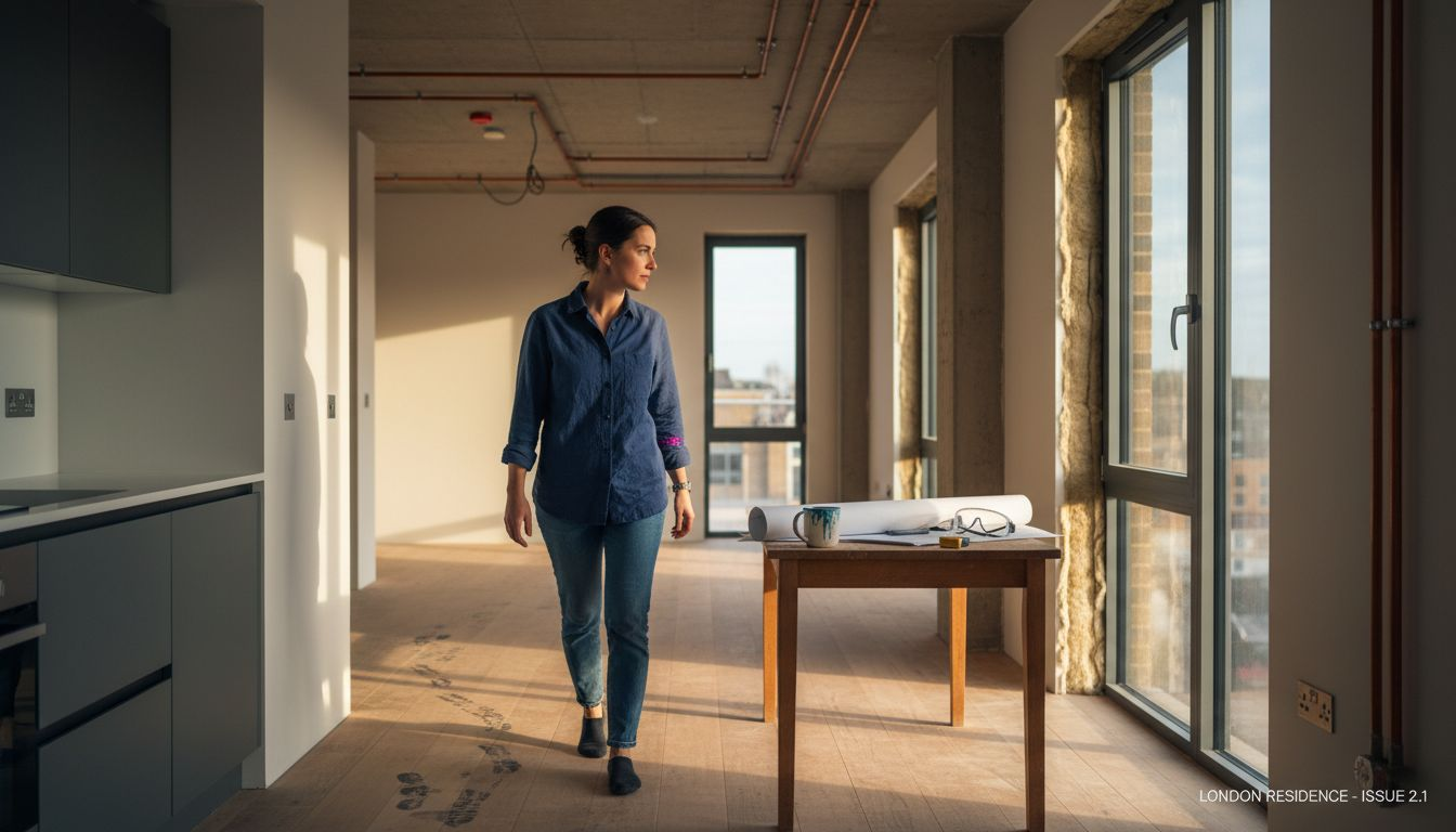 Architect reviewing passive house kitchen details