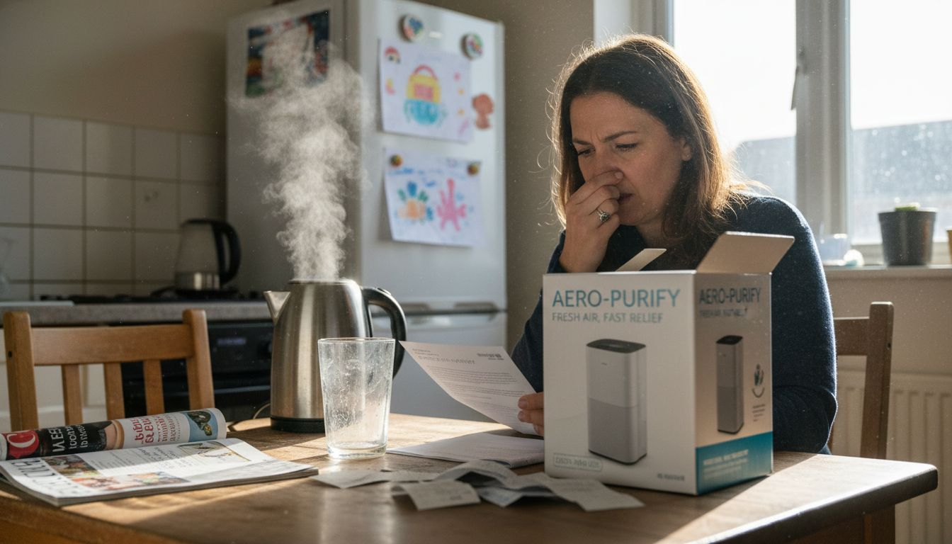 Woman reading air purifier instructions
