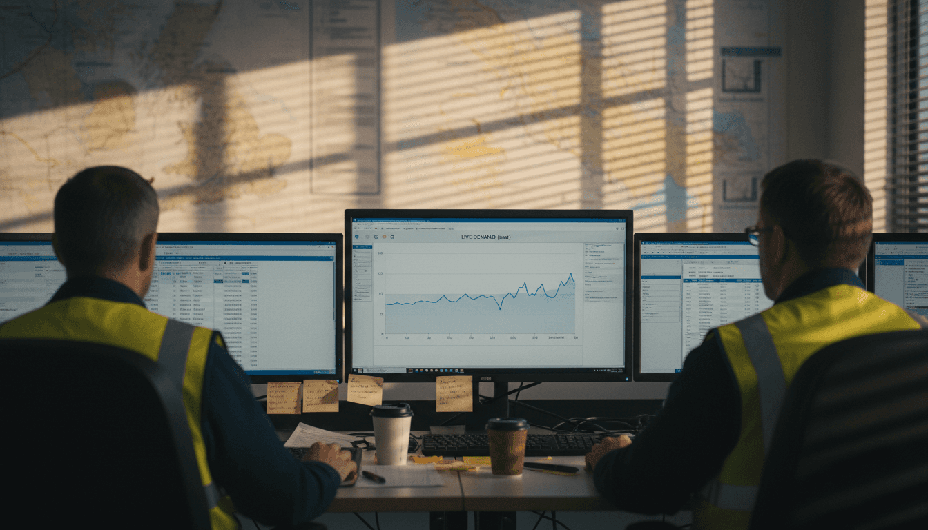 Engineers monitor smart grid data in UK control room