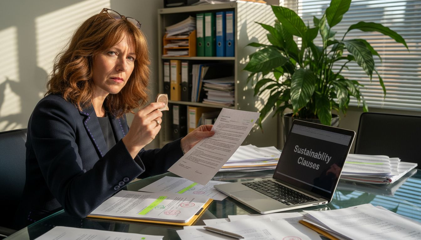 Solicitor reviewing green lease contract documents
