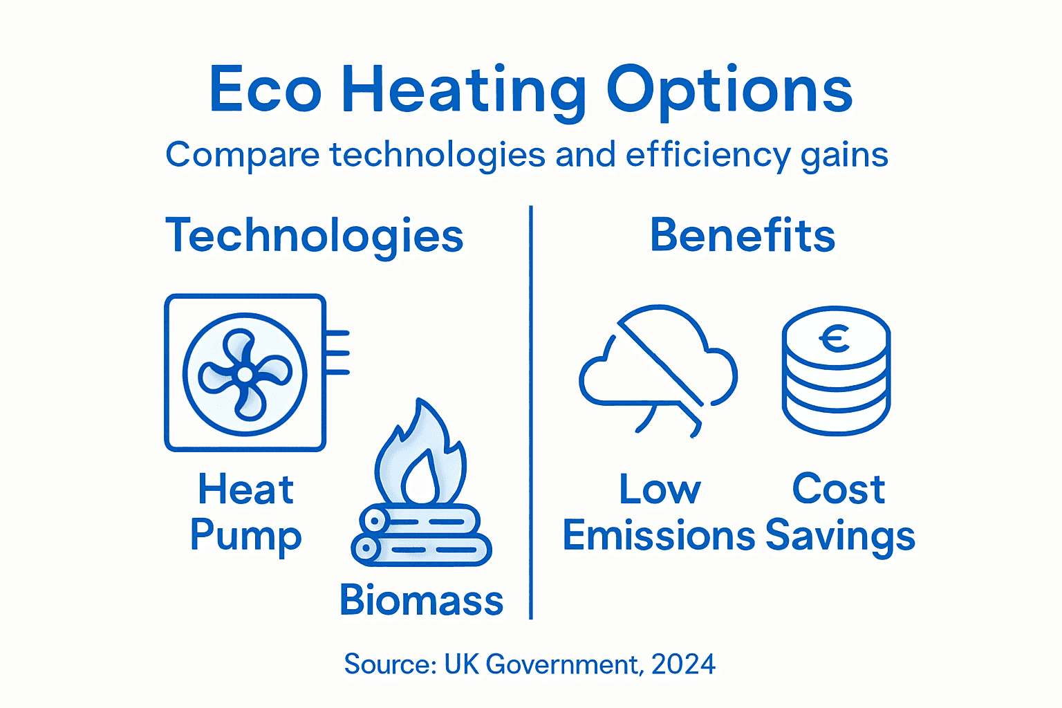 Infographic comparing eco-friendly heating options