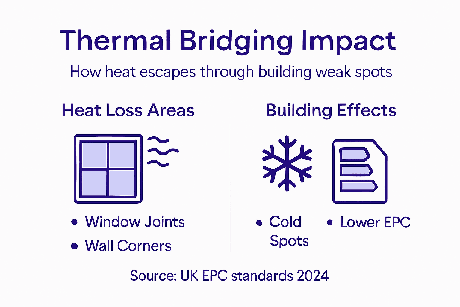 Infographic thermal bridging heat loss and EPC effects