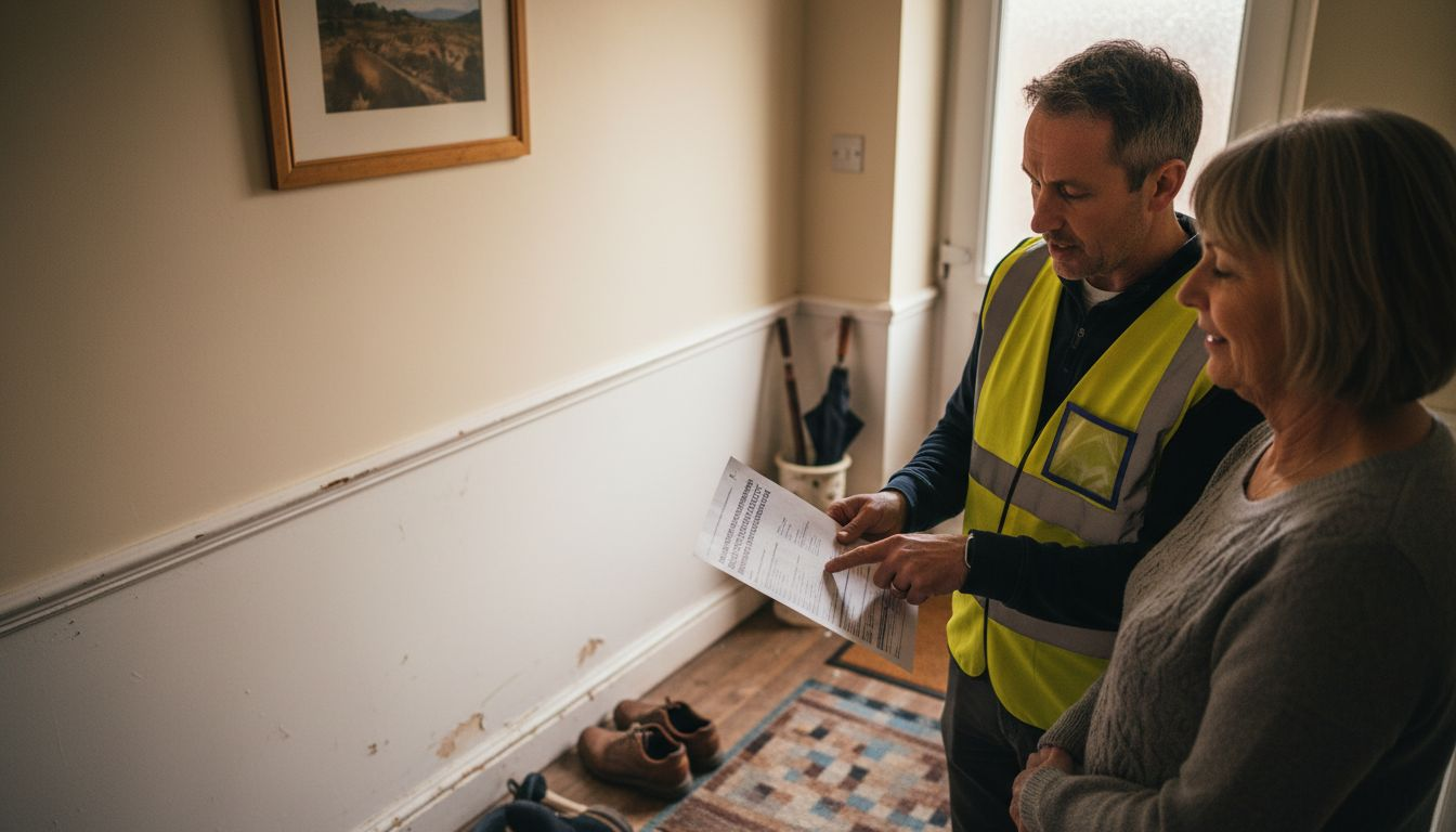 Assessor discussing energy suggestions with landlord