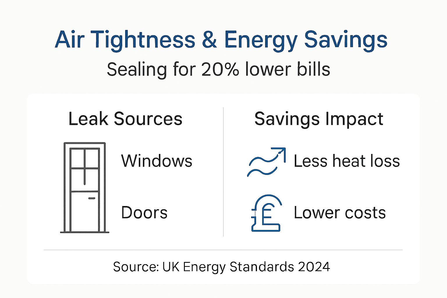 Infographic showing air leakage and energy savings
