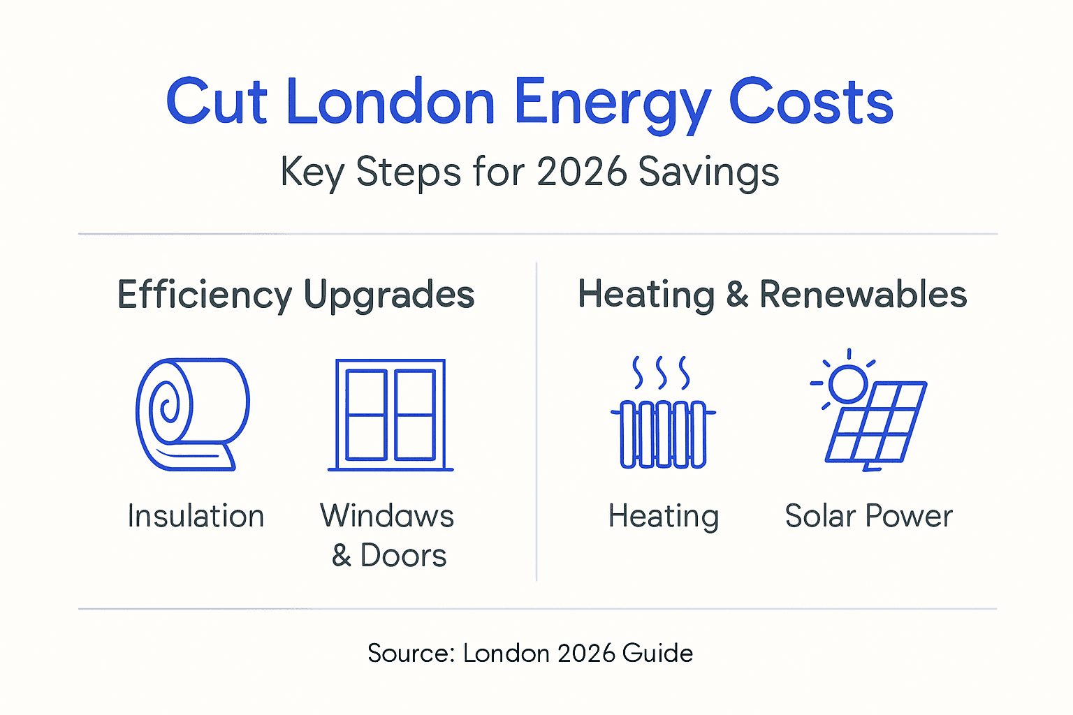 Infographic showing energy savings steps for London buildings