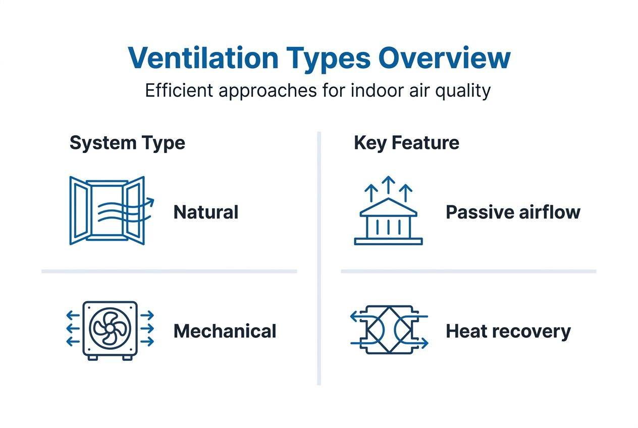 Infographic showing ventilation types and features