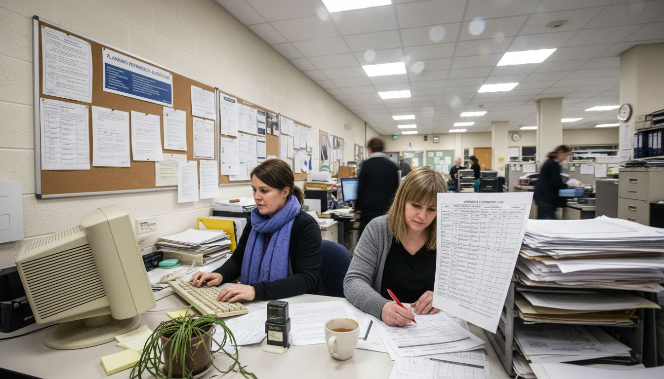 Council staff updating landlord compliance records