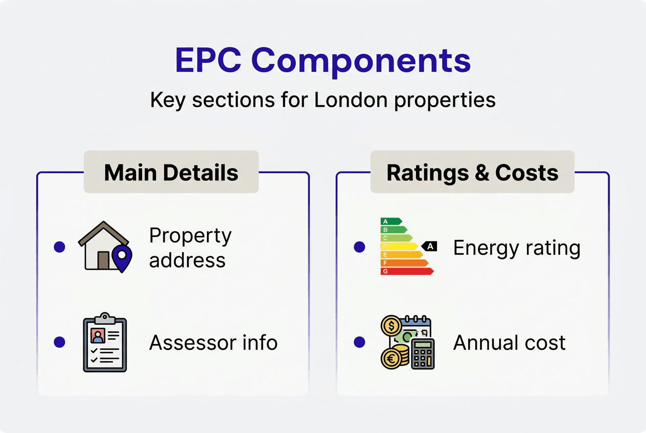 Infographic showing EPC report key parts