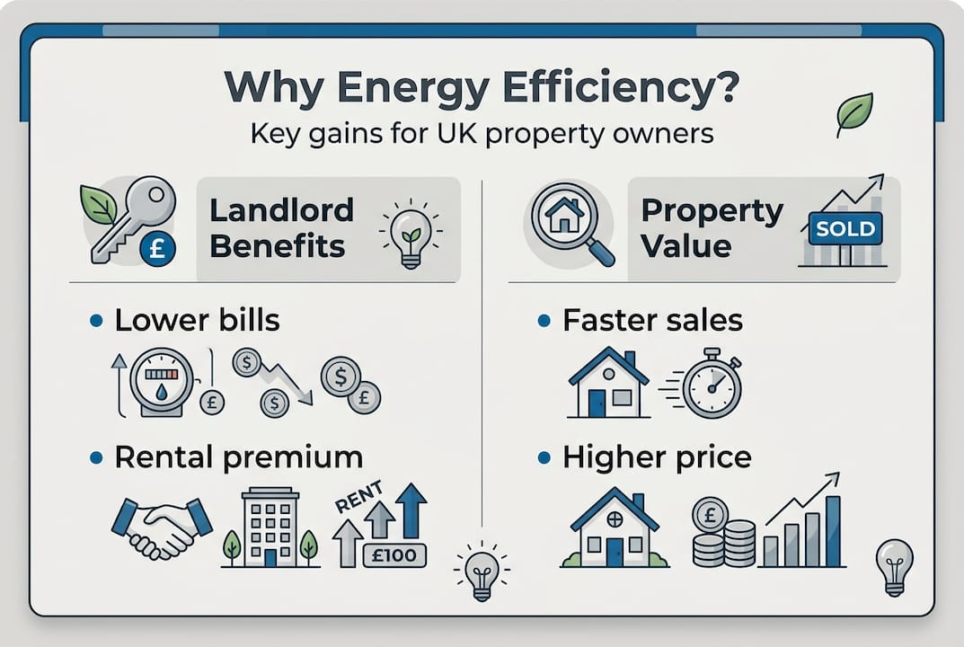 Infographic showing energy efficiency benefits for property owners
