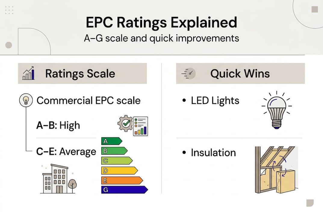Infographic showing EPC ratings scale and quick improvements