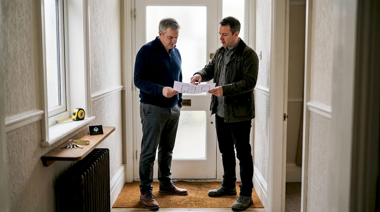 Landlord and assessor review home energy model