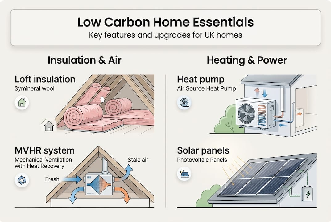 Infographic of UK low carbon home features